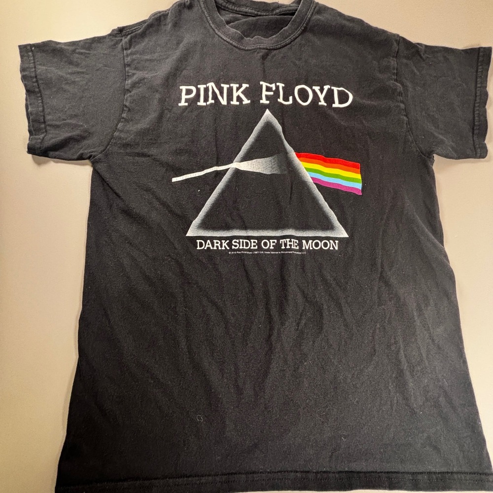 Pink‎ Floyd Dark Side Of The Moon T Shirt Prism Black Faded Distressed